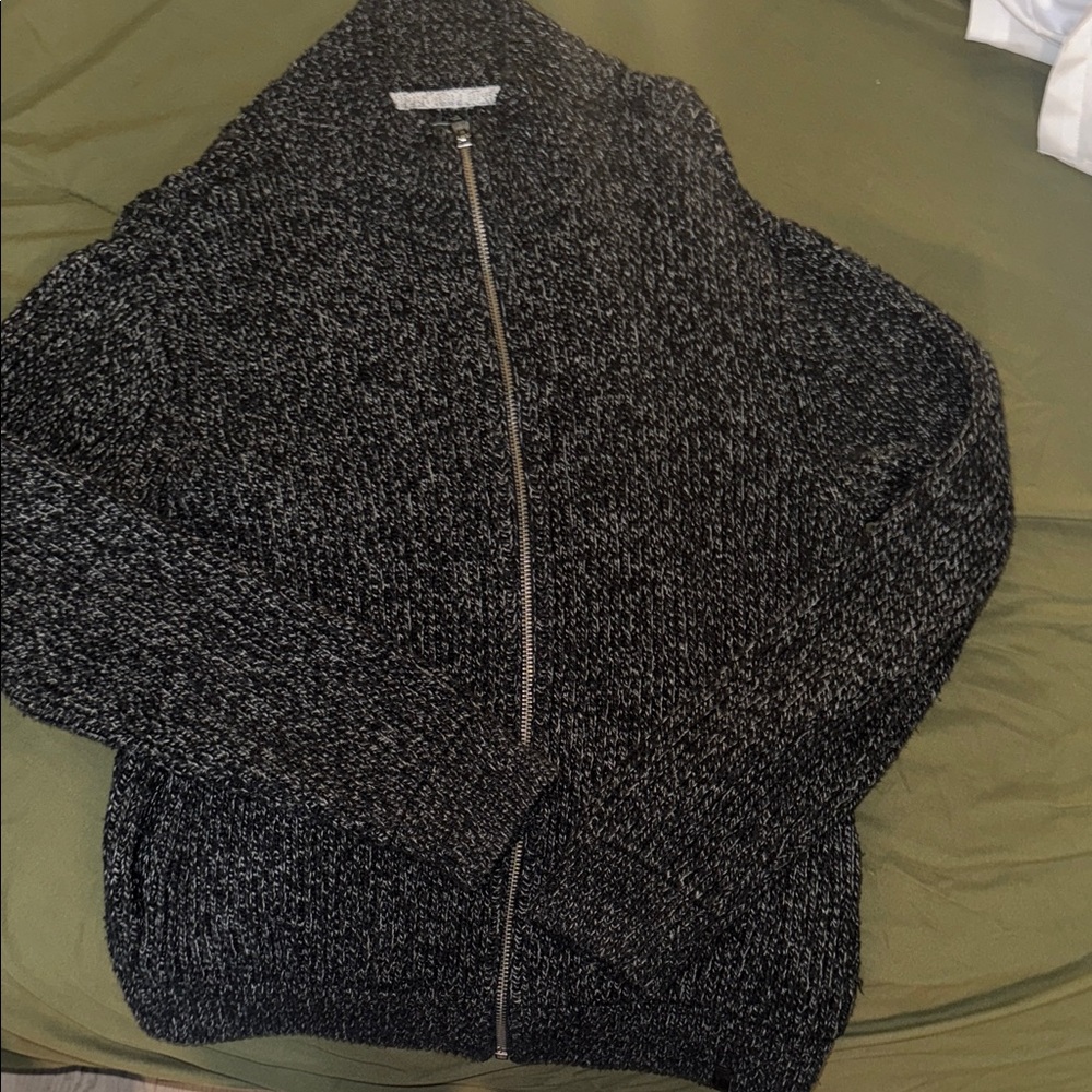 Roots Charcoal and Black Knit Zip-Up Sweater